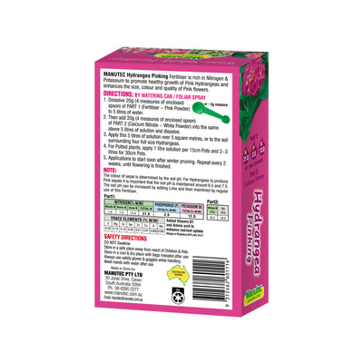 Manutec Hydrangea Pink Fertiliser 600g Soluble Powder Boost Growth