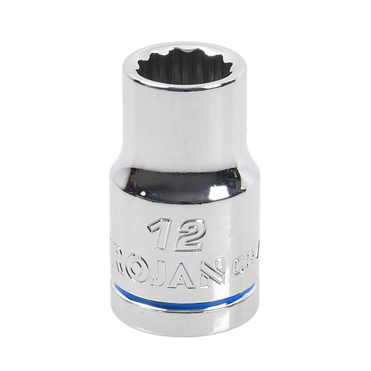 Trojan 12mm Socket 1/2 Drive - Chrome Vanadium - Durable - 12-Point Design - Auzzistore