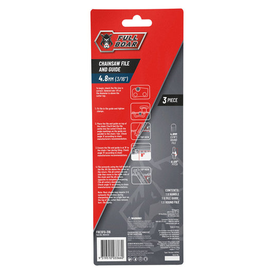 Full Boar Chainsaw File and Guide - 4.8mm (3/16”) - 3 Pieces - Sharpens Efficiently – view 2 - Auzzistore