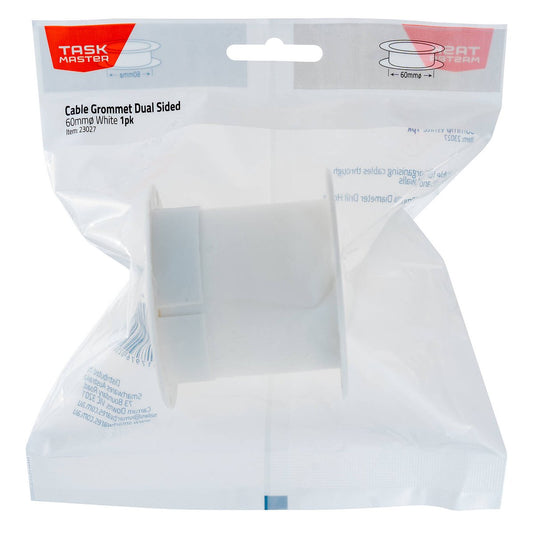 Taskmaster 60mm White Dual Sided Cable Grommet - Cable Management Solution - Auzzistore