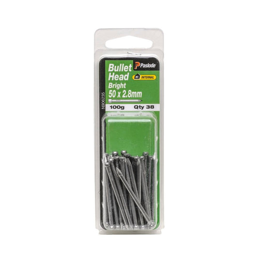 Paslode Bullet Head Nails - 2.8mm x 50mm - Bright Steel - 38 Pack - Auzzistore