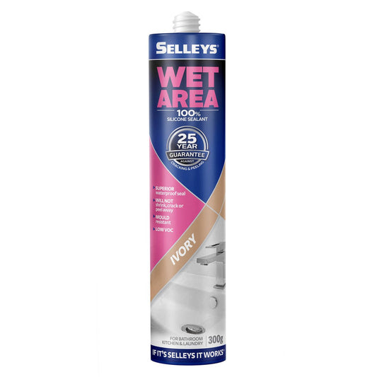 Selleys 300g Ivory Waterproof Silicone Sealant - Mould Resistant - 100% Silicone - Auzzistore