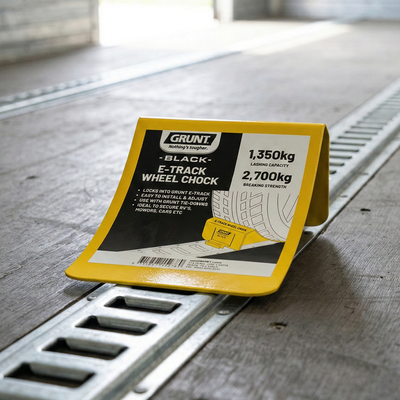 Grunt E-Track Wheel Chock - 165mm x 100mm - Durable Powder-Coated Finish