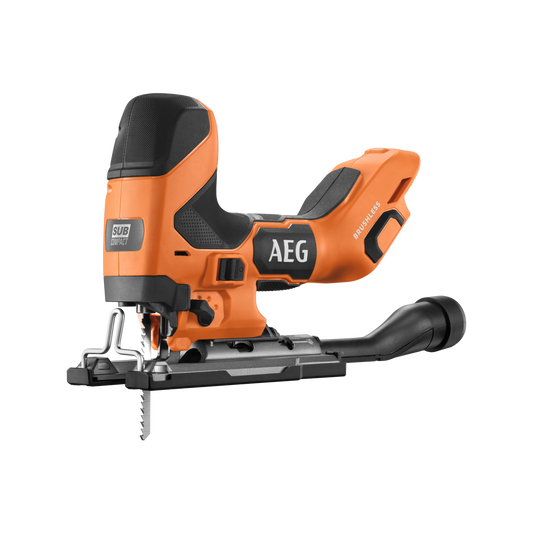 AEG 18V Brushless Sub Compact Barrel Grip Jigsaw Skin Only - 186mm x 83mm x 270mm - Precision Cutting - Auzzistore