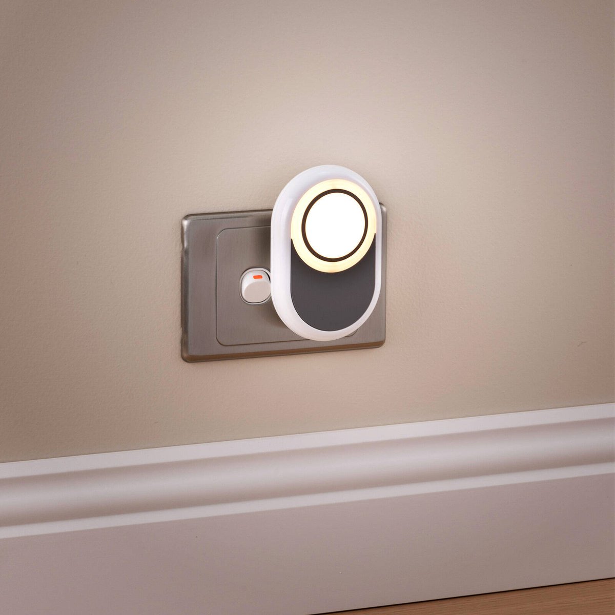 Arlec 240V Pill Plug-in LED Night Light 3 Pack - Warm White Glow - Grey - 60mm x 90mm