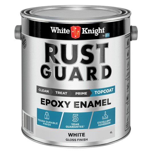 White Knight Rust Guard 4L Epoxy Enamel Paint - White Gloss - UV-Resistant - Auzzistore