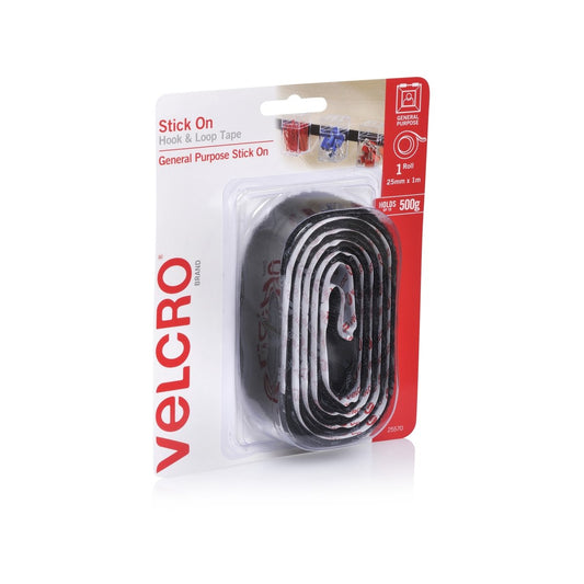 Velcro Brand Black Hook and Loop Tape 25mm x 1m Easy Adhesive Solution – view 2 - Auzzistore