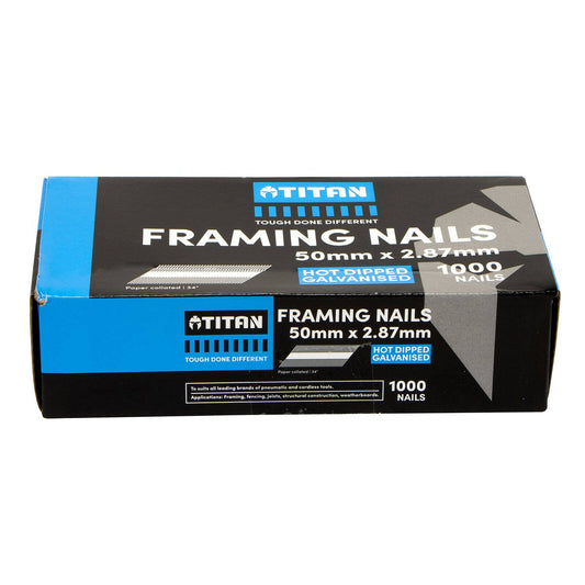 Titan Collated Framing Nails - 50mm x 2.87mm - Box of 1000 - Hot Dipped Galvanised - Auzzistore