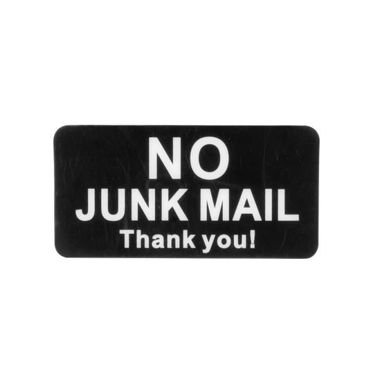 Sandleford No Junk Mail Thank You Adhesive Sign 75 x 38mm - Black/White - Auzzistore