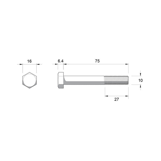 Zenith Hex Head Bolt - M10 x 75mm - 10 Pack - Stainless Steel 304 - Rust Resistant – view 2 - Auzzistore