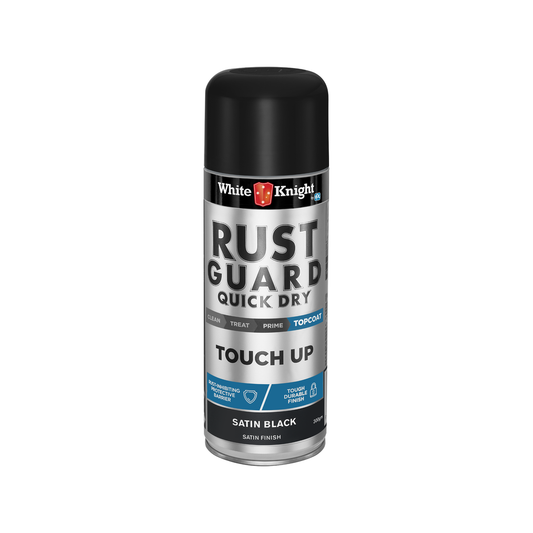 White Knight Rust Guard Black Satin Touch Up Spray Paint 300g Durable