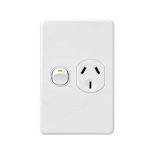 DETA X6 White Vertical Power Point 1 Gang Polycarbonate Easy Install - Auzzistore
