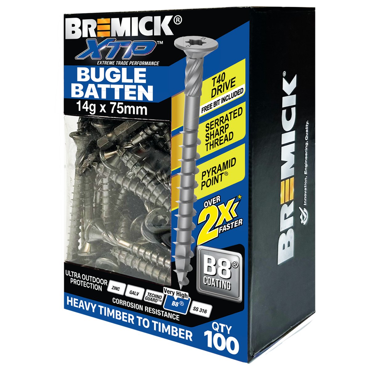 Bremick XTP Bugle Batten 14g x 75mm B8 - 100 Pack - Quick Installation ...