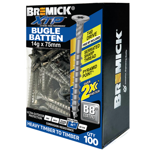 Bremick XTP Bugle Batten 14g x 75mm B8 - 100 Pack - Quick Installation, Corrosion Resistant - Auzzistore