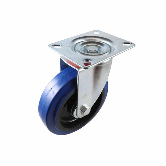 Easyroll Heavy Duty Castor - 125mm - Blue Elastic Rubber - Non-Marking - Auzzistore