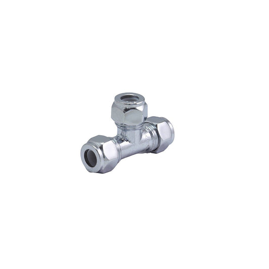 Brasshards Compression Tee - 15c x 15c x 15c - Chrome Plated - Lead Free - Tool-Free Installation - Auzzistore