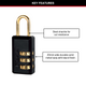 Master Lock 20mm Black Luggage Combination Padlock 2 Pack Durable Metal