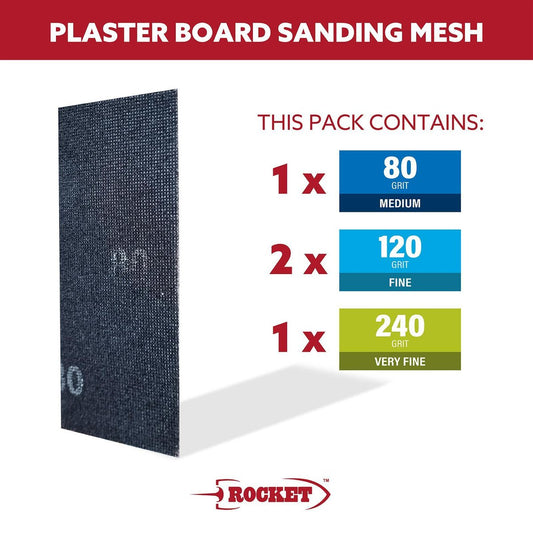 Rocket Plaster Board Sanding Mesh - 4 Pack - Mesh - Hook and Loop – view 2 - Auzzistore