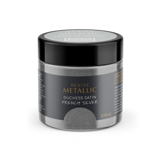 Porter S Paints 100ml Metallic Furniture Paint - French Silver - Water-Based - Low Odour - Auzzistore