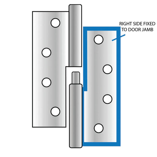 Austyle Right Hand Lift Off Hinge - 100 x 75 x 2.5mm - 304 Stainless Steel - 1 Pack