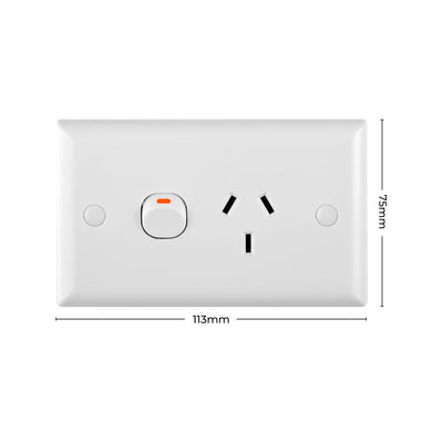 DETA Solid Plate Single Power Point - 250V 10A - Polycarbonate - Durable
