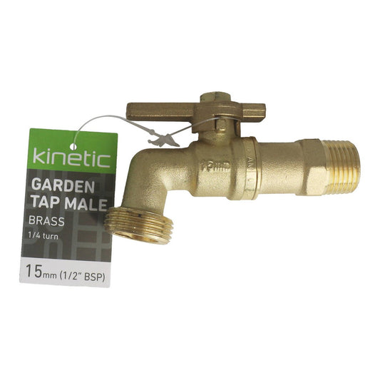 Kinetic Brass Male ¼ Turn Hose Cock - 15mm - Durable Water Control – view 2 - Auzzistore
