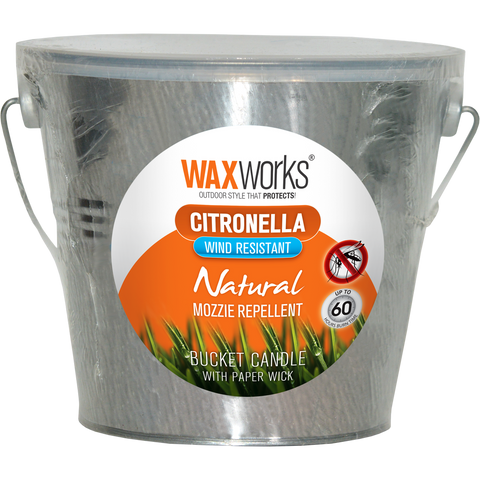 Waxworks Citronella Bucket Candle - 157mm - Metal - Outdoor Use - Auzzistore