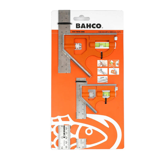 Bahco Sliding Combination Squares Twin Pack - 150mm & 300mm - Accurate Marking - Auzzistore