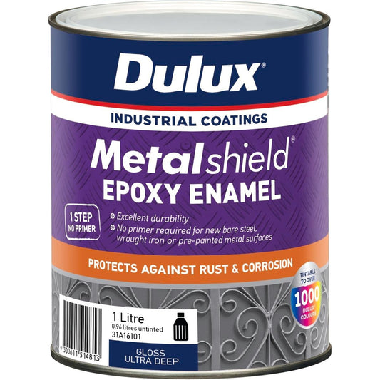 Dulux Metalshield Epoxy Enamel Gloss Paint 1L Ultra Deep Base - Auzzistore