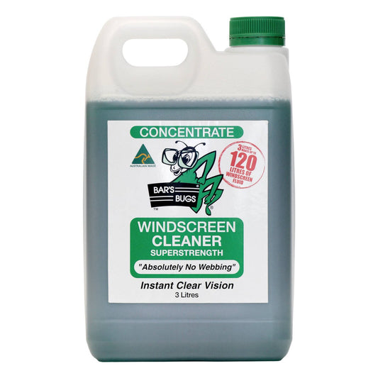 Bar S Bugs Windscreen Cleaner Concentrate 3L - Non-Toxic - Green - 120L Fluid