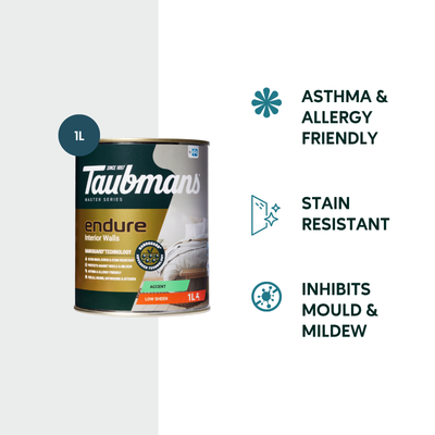 Taubmans 1L Accent Low Sheen Endure Interior Walls Paint - Durable - Low Odour