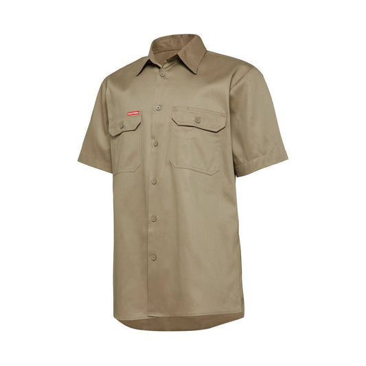 Hard Yakka Core Lightweight Vented Short Sleeve Shirt Size S - Khaki - Breathable Cotton - Twin Chest Pockets