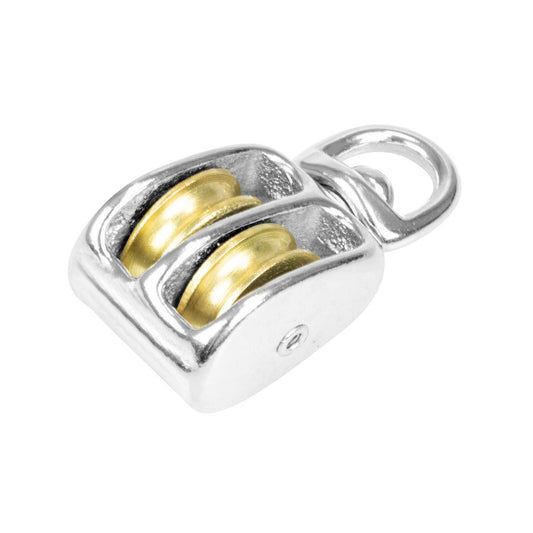 Pinnacle 25mm Nickel Plated Brass Double Pulley - 1 Pack - 160kg Load Capacity - Auzzistore