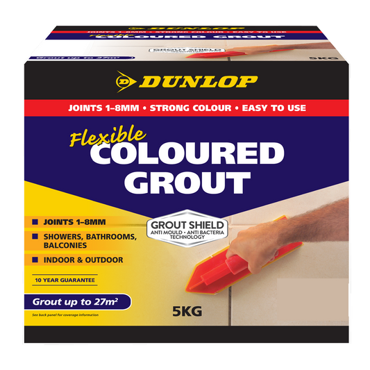Dunlop Flexible Coloured Grout - 5kg - Travertine - Portland Cement - Anti-Mould
