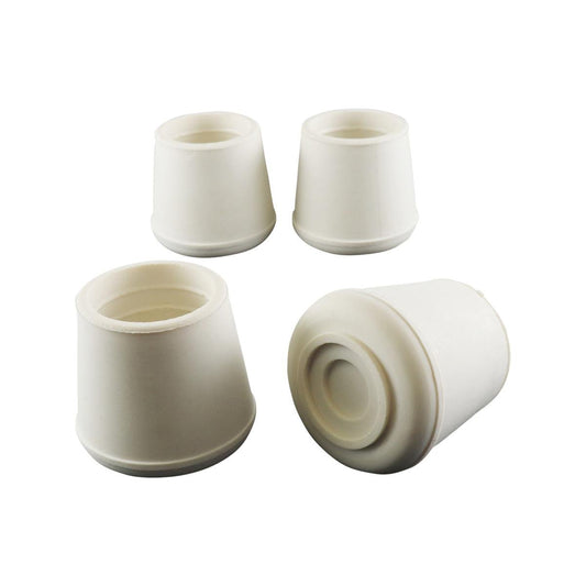 Surface Gard 25mm White Round Rubber Chair Tips 4 Pack - Floor Protection - Auzzistore
