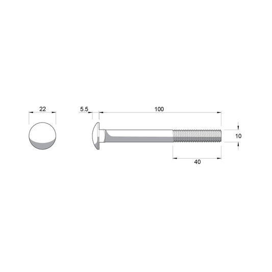 Zenith M10 Cup Head Bolts and Nuts - 100mm - Hot Dipped Galvanised Black - Coarse Thread - Secure Fastening – view 2 - Auzzistore