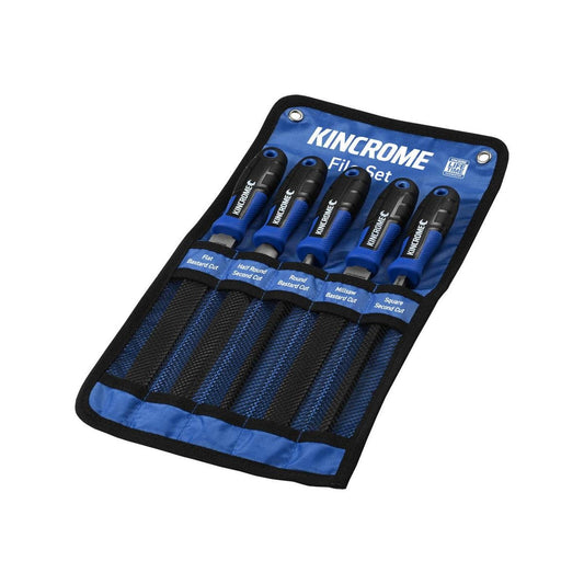 Kincrome File Set 200mm 5 Piece - Hardened Carbon Steel - Ergonomic Handles - Auzzistore