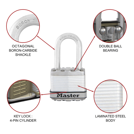 Master Lock Padlock - 45mm - Boron Carbide - Maximum Security 4 Pack – view 2 - Auzzistore
