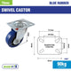 Easyroll Heavy Duty Castor - 75mm - Blue Rubber - Non-Marking