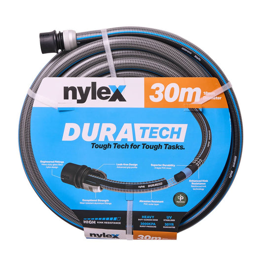 Nylex Duratech Garden Hose 30m x 18mm - Durable PVC - UV Stabilised - Auzzistore