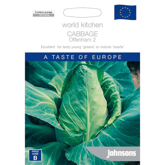 Johnsons Cabbage Offenham 2 Seeds - Green Leaves - Easy To Grow - Auzzistore