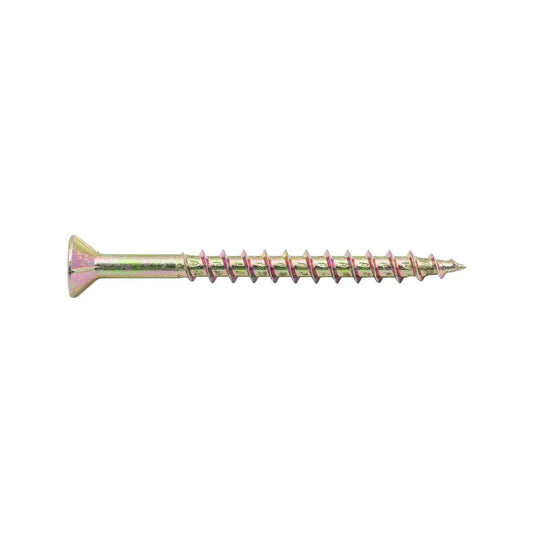 Zenith Gold Passivated Chipboard Screws - 8g x 50mm - 50 Pack - Countersunk Rib Head - Auzzistore