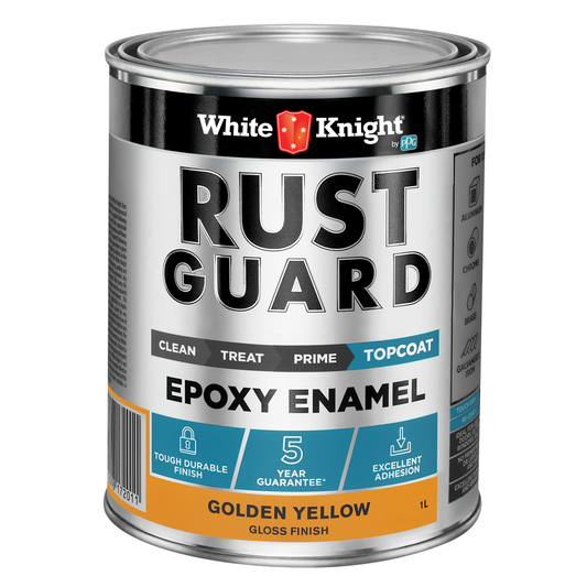 White Knight Rust Guard Epoxy Enamel Paint 1L Golden Yellow - UV-Resistant, Durable - Auzzistore