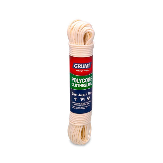 Grunt White Poly Core Clothesline Wire - 4mm x 30m - Durable Outdoor Use - Auzzistore