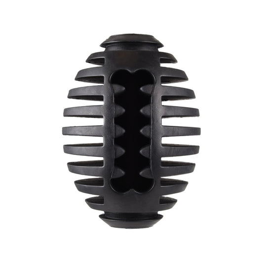 Gladiator 12cm Black Rubber Rugby Dog Toy - Durable - Dental Care - Treat Filling – view 2