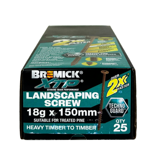Bremick XTP Landscape Screws - 18g x 150mm - T40 - 25 Pack - Galvanised - Auzzistore