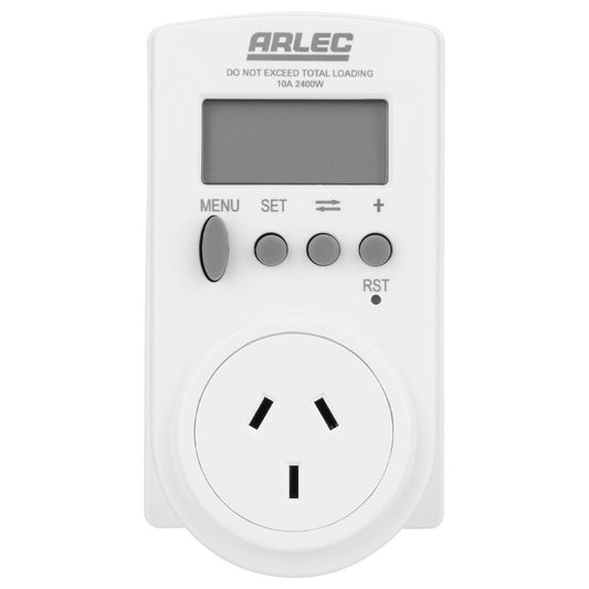Arlec Energy Cost Electrical Meter - Measures Energy Use - LCD Display - White - Auzzistore