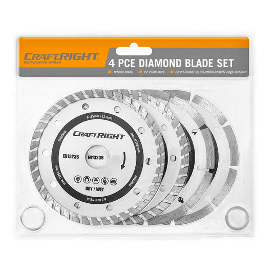 Craftright Diamond Blades - 125mm - Metal - Wet/Dry - 4 Pack - Auzzistore