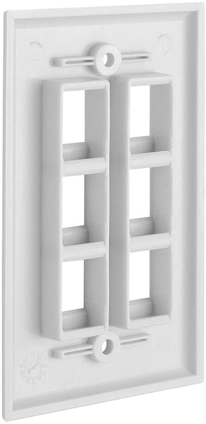 6 Port QuickPort outlet Wall Plate face plate, six Gang White | Auzzi Store
