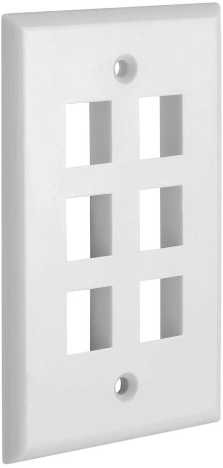 6 Port QuickPort outlet Wall Plate face plate, six Gang White | Auzzi Store